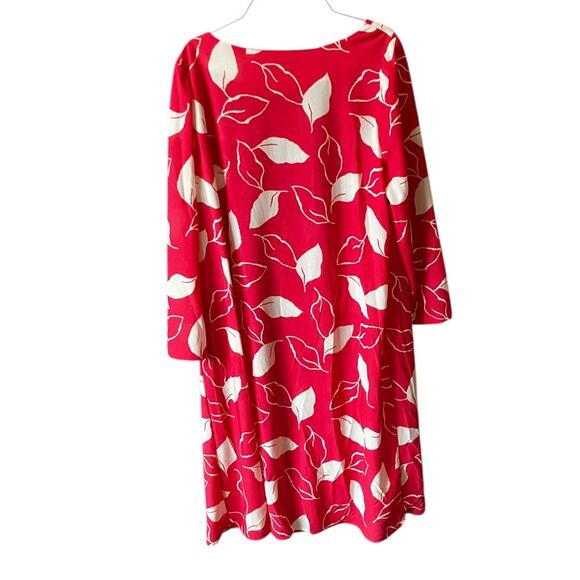 Vintage Craig Byron NY Pink Leaf Print Silky Midi Dress w/ Button Shoulder M - Picture 6 of 8